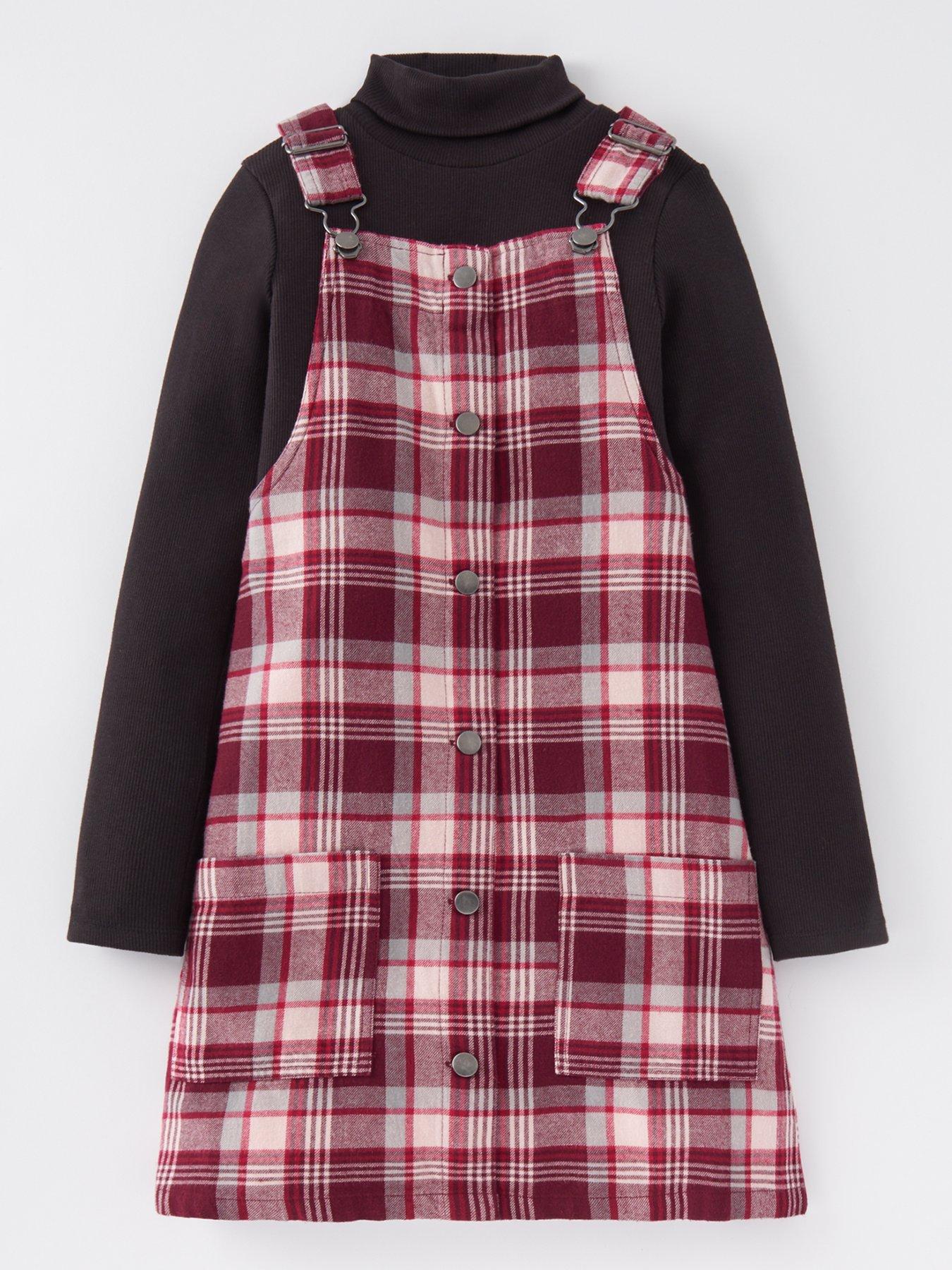 Girls shop check pinafore