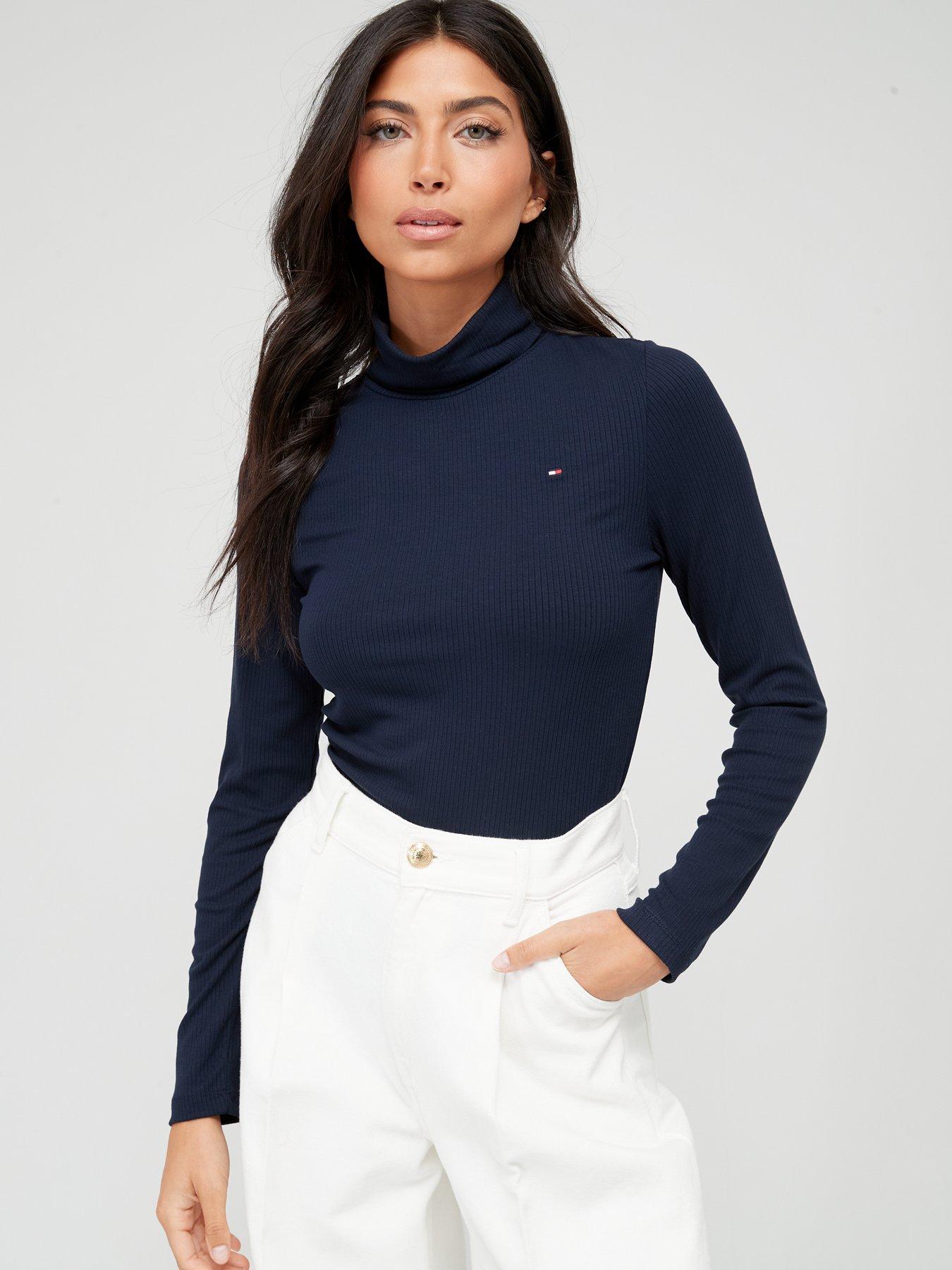 Jersey roll neck top best sale