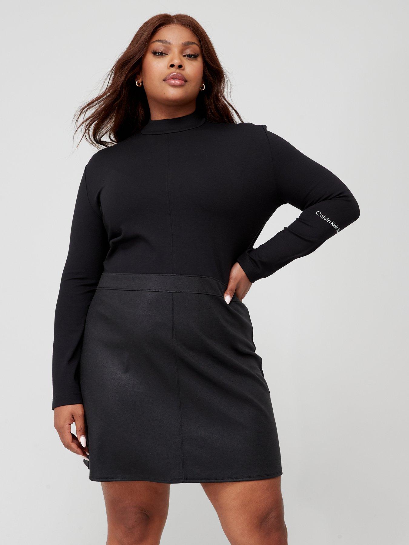 Calvin klein black a line dress sale