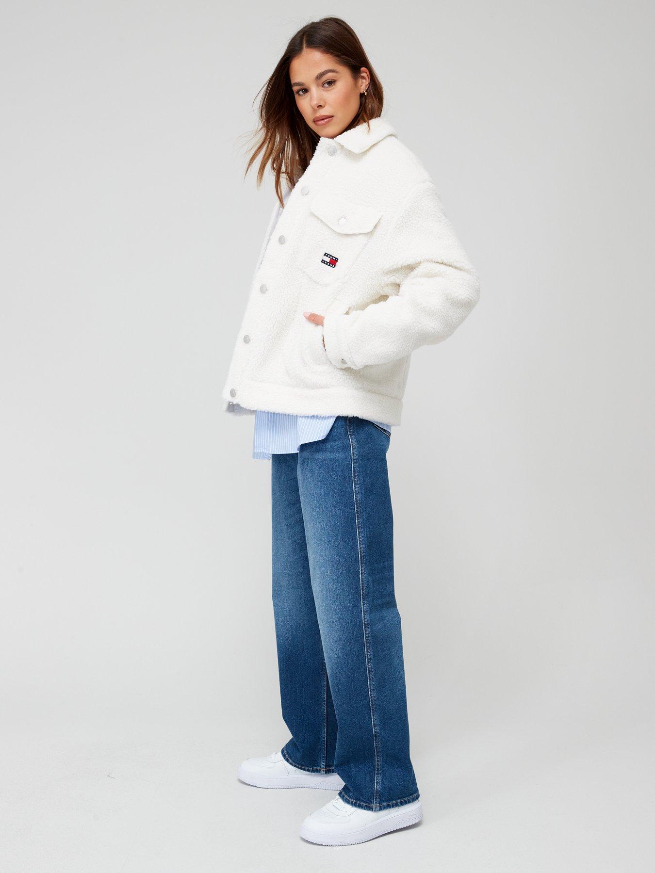 White denim best sale sherpa jacket