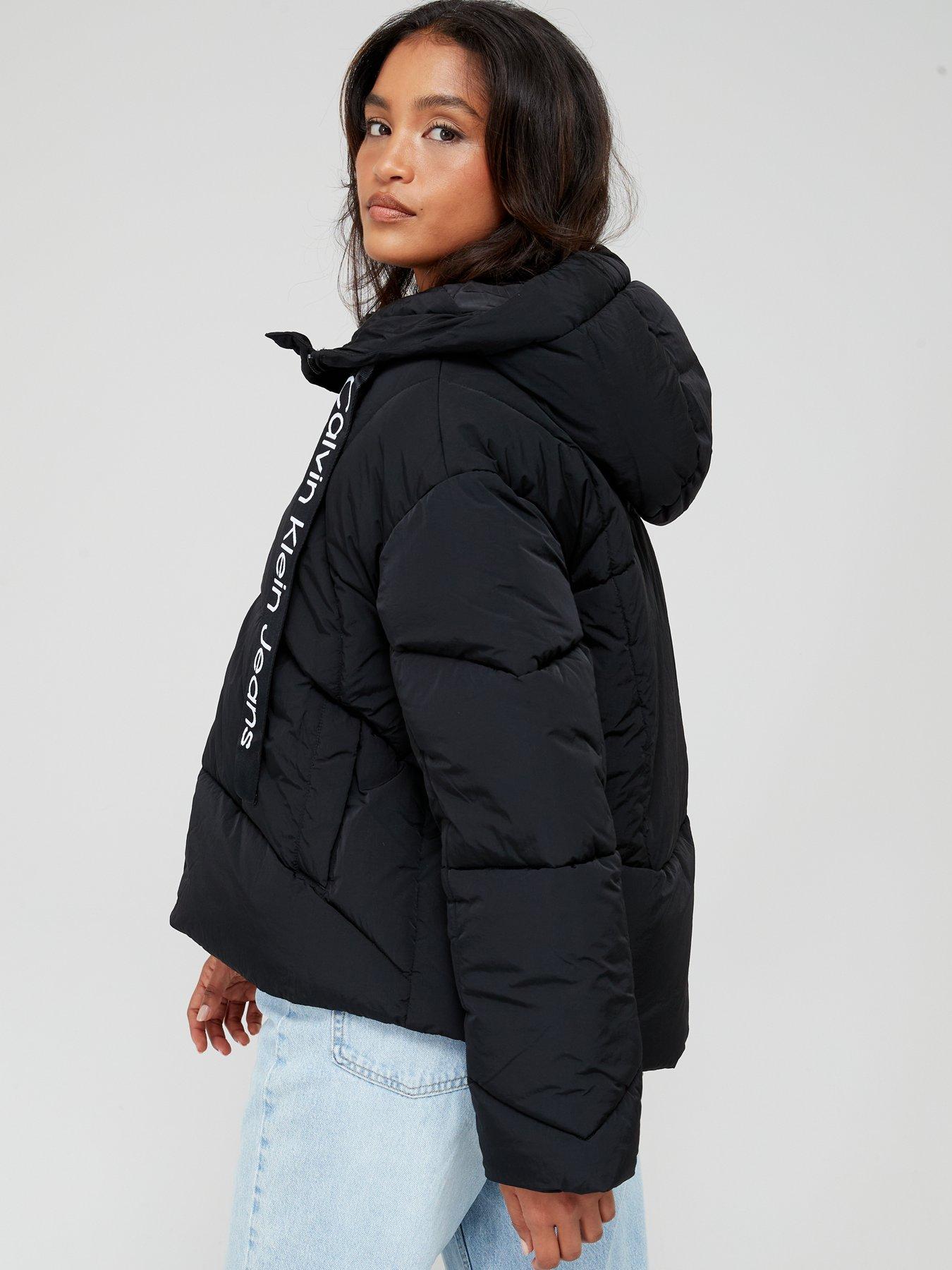 Calvin klein jeans multi 2024 logo black puffer jacket