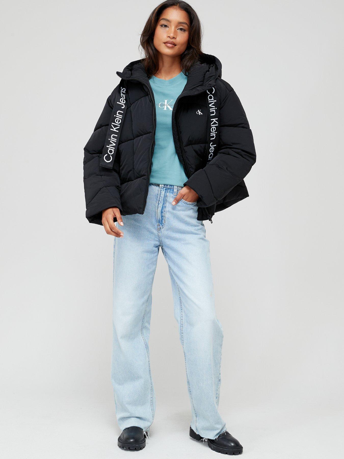 Calvin klein jeans multi 2024 logo black puffer jacket