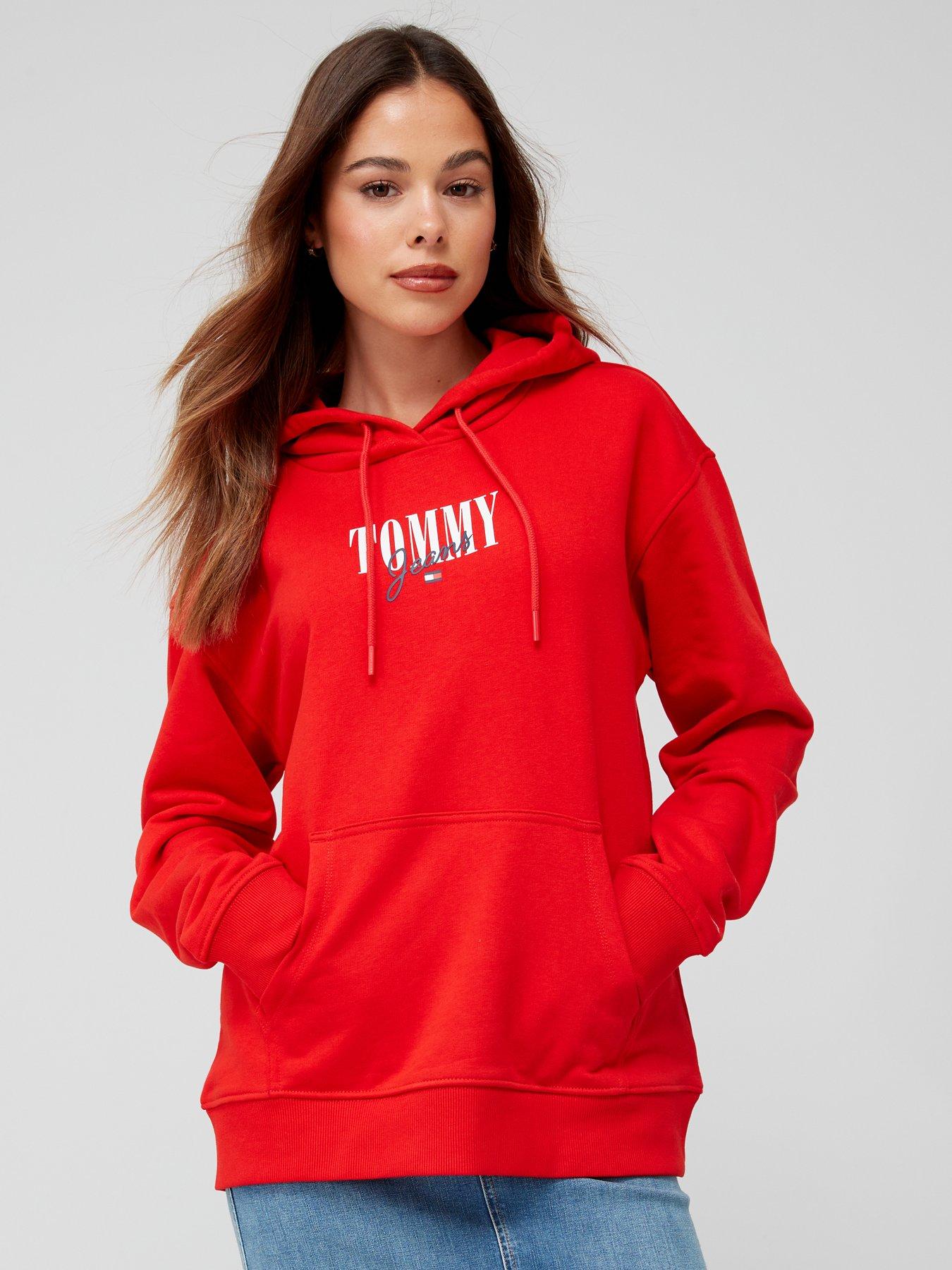 Tommy jeans hot sale hoodie red