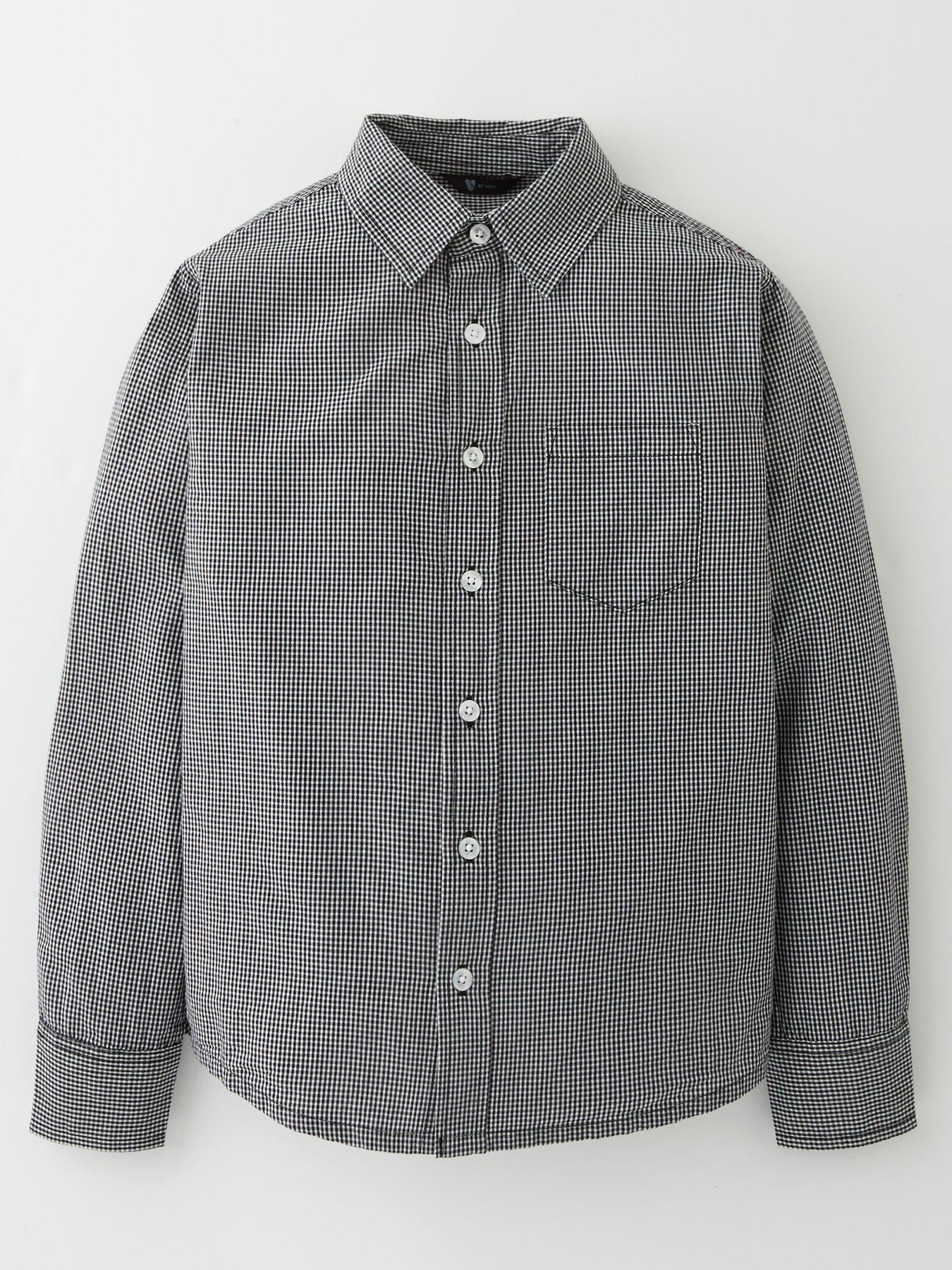 boys black and white gingham shirt