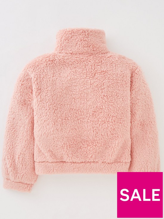 back image of v-by-very-girls-funnel-neck-14-zip-fleece-jumper-pink