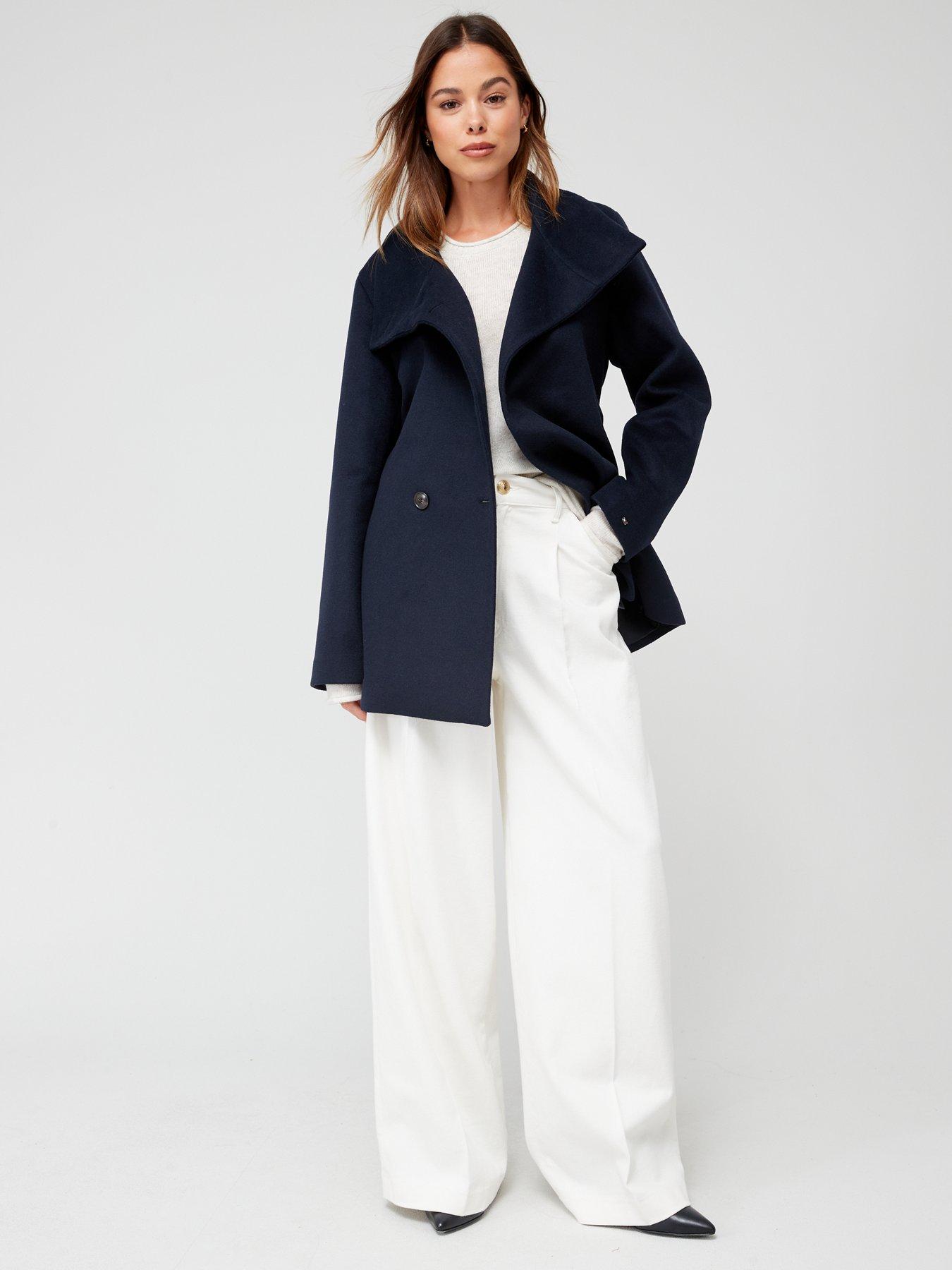 Tommy hilfiger double breast deals wool blended coat