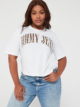 tommy jeans curve leopard logo t-shirt - white