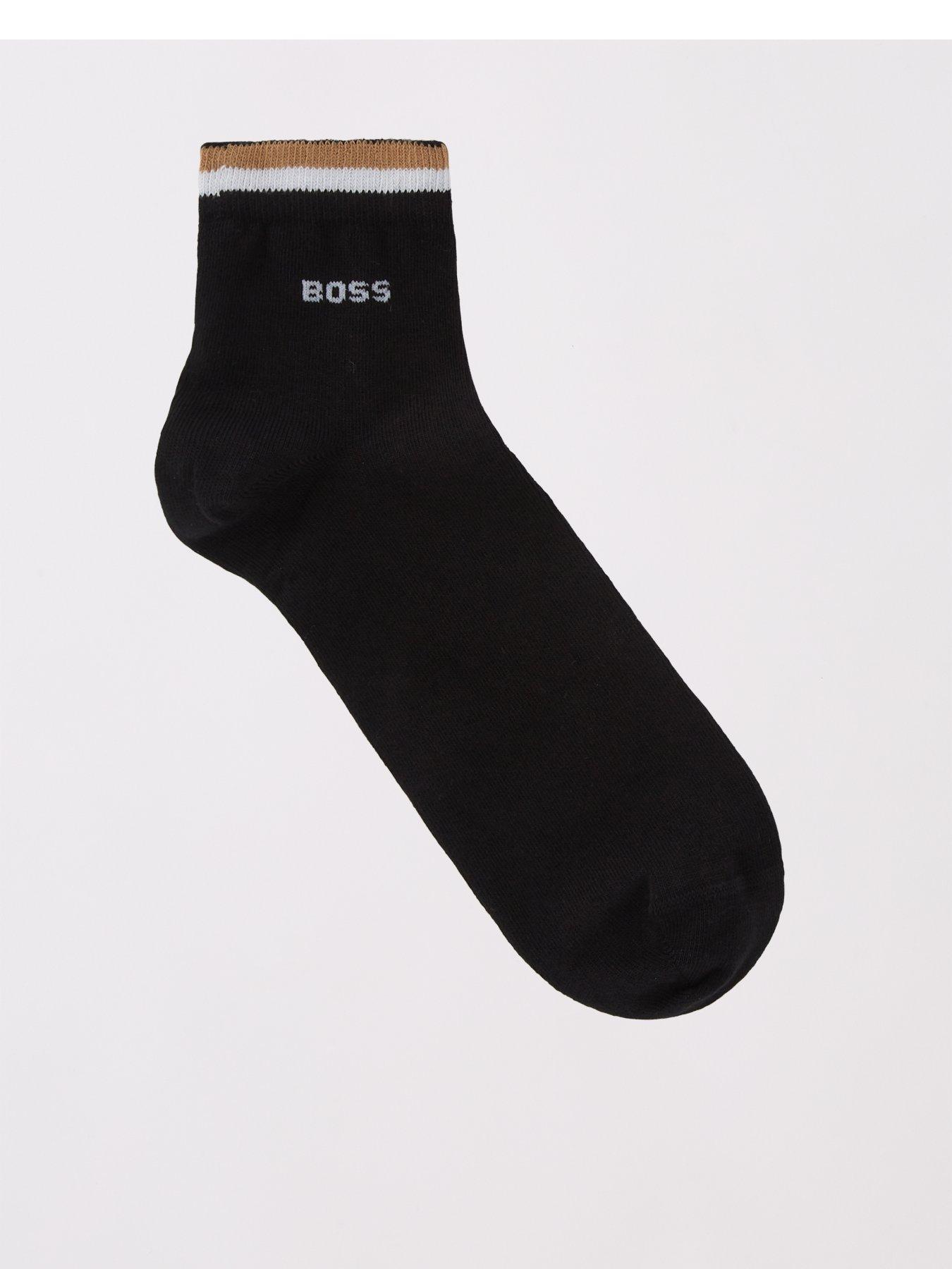 Image 2 of 3 of BOSS 2 Pack Corporate Stripe Short Crew Socks-black