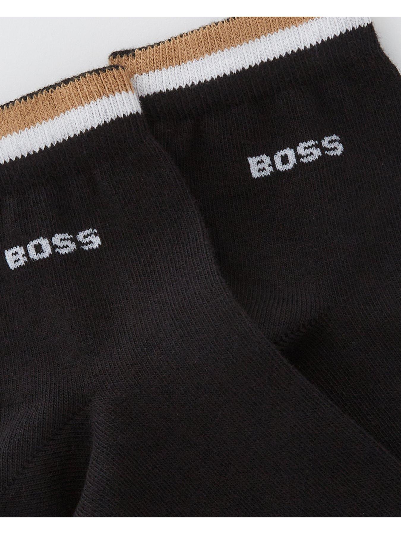 Image 3 of 3 of BOSS 2 Pack Corporate Stripe Short Crew Socks-black
