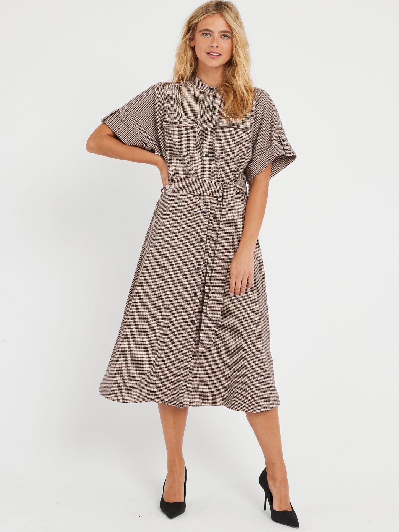 Check midi shirt dress sale