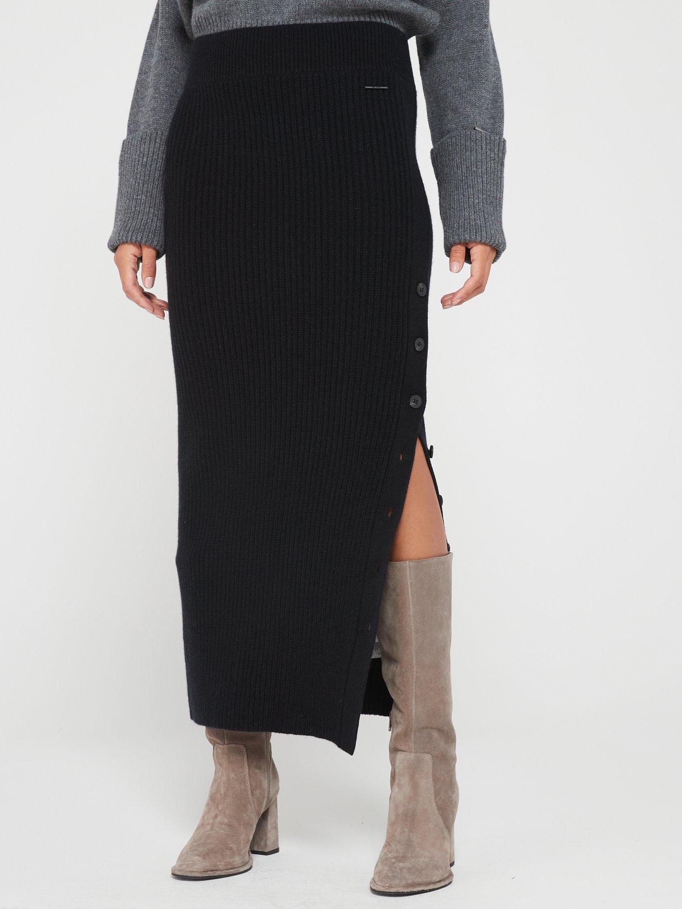 Long ribbed clearance wool skirt