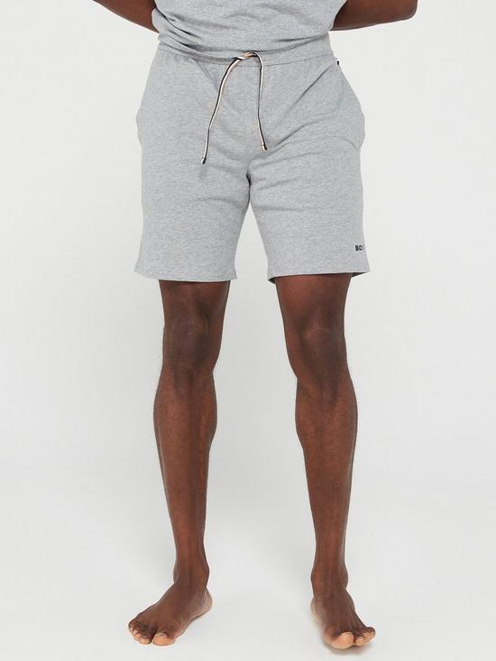 front image of boss-bodywear-unique-lounge-shorts-grey