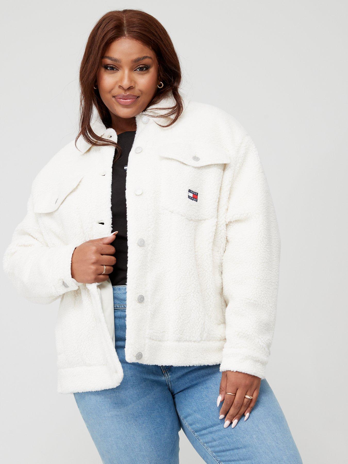 White denim sherpa store jacket