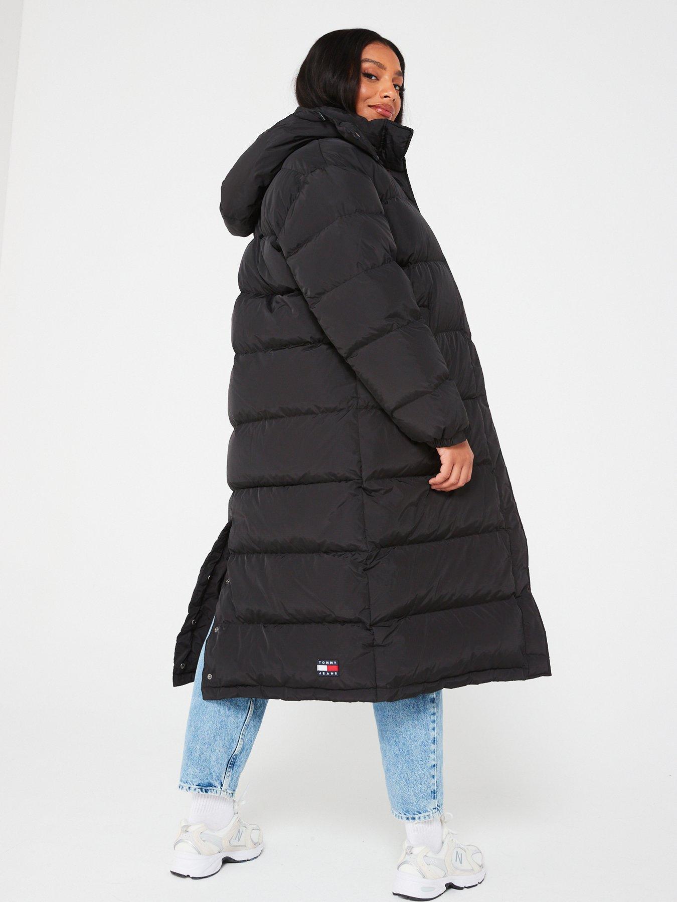 Longline puffer hot sale jacket black