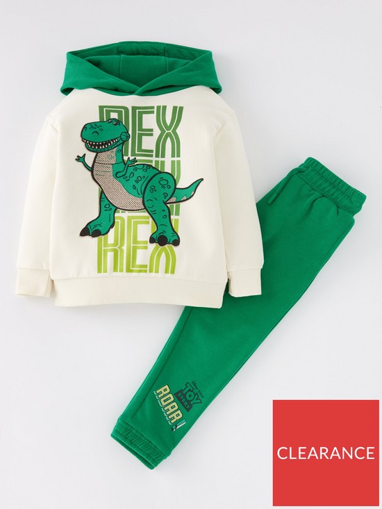 front image of toy-story-rex-2-piece-hoodie-and-joggers-set-green