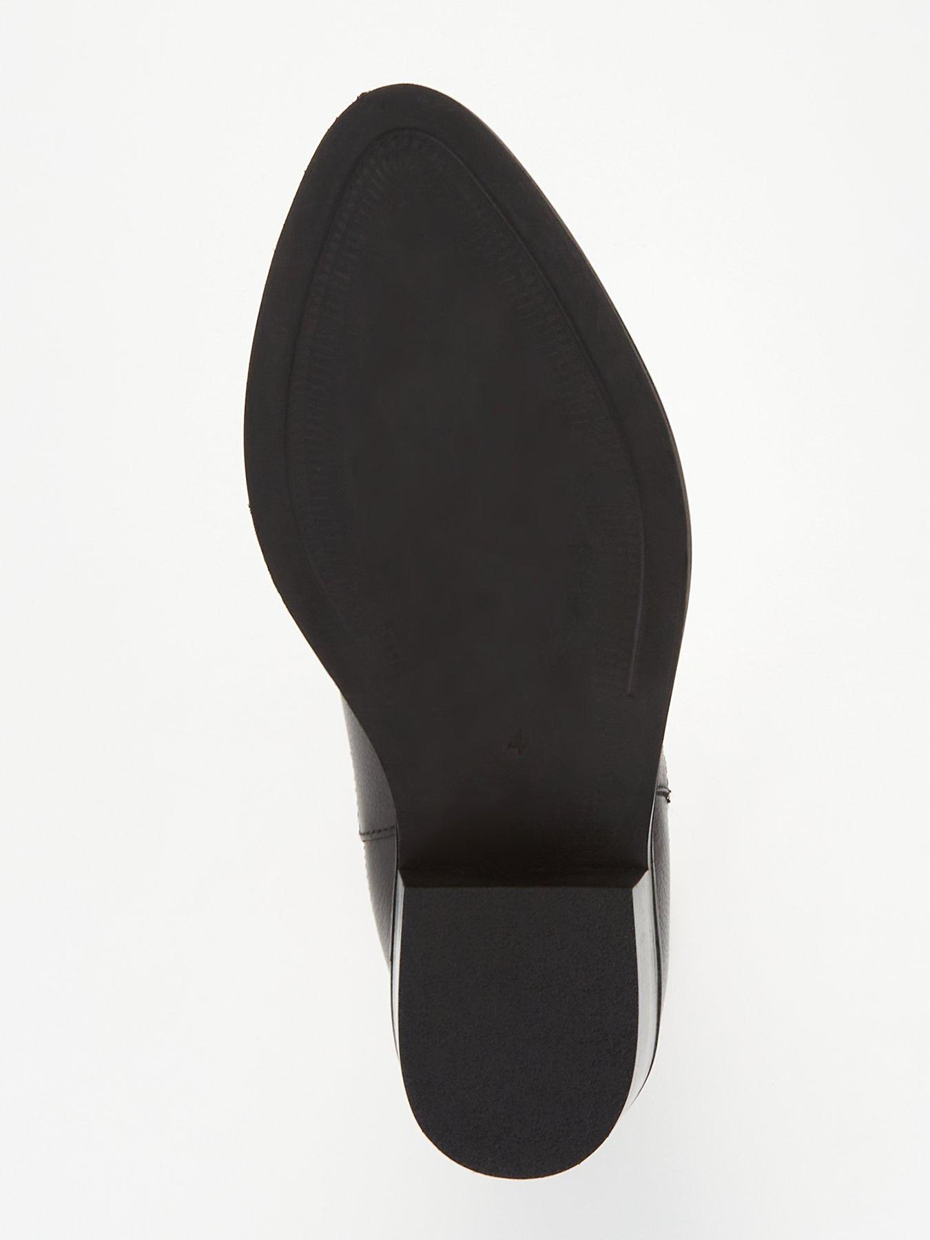 Image 5 of 6 of V by Very Wide Fit Leather Low Heel Ankle Boot - Black