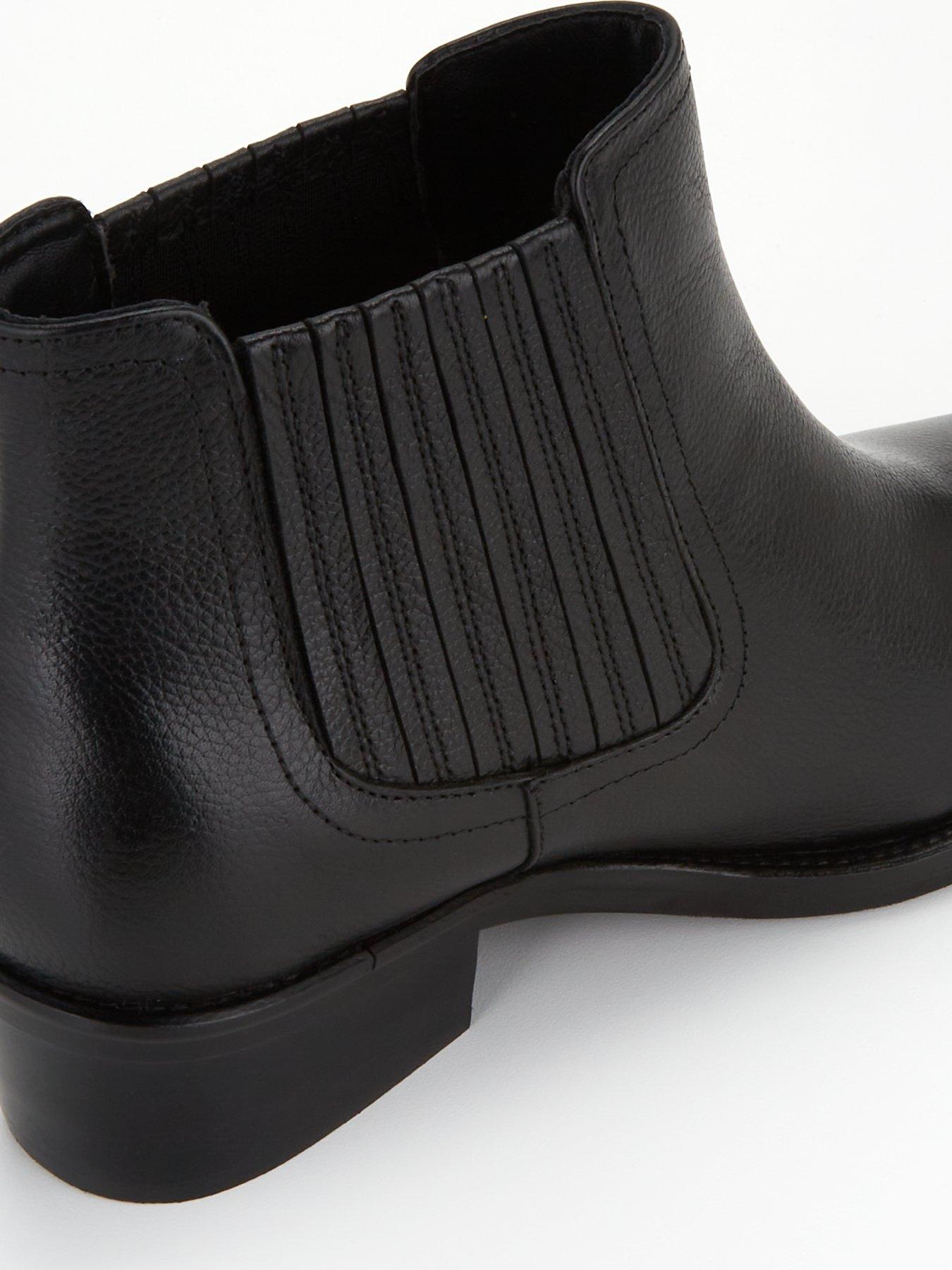 Leather black ankle boots low heel hotsell