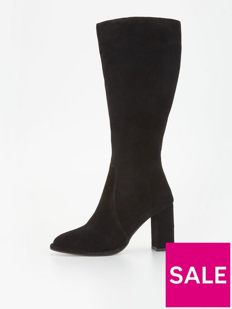 fig-basil-real-suede-block-heel-knee-boot-black