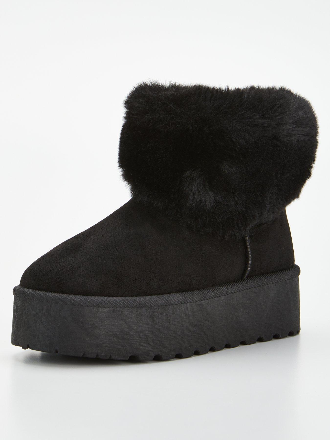 Ankle boots with outlet fur collar