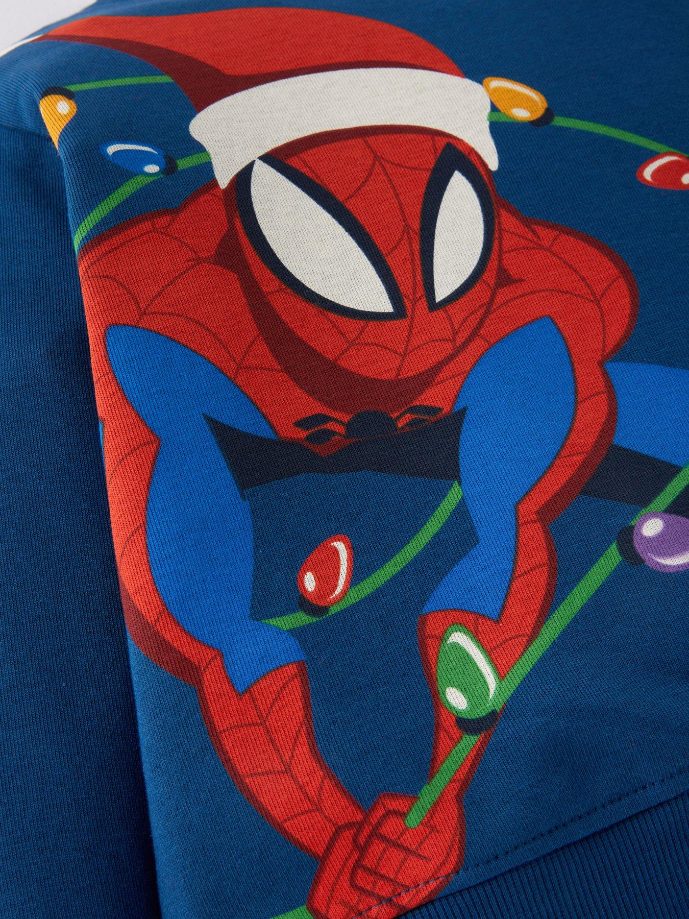 Boy's Marvel Christmas Spider-Man Santa Hat Pull Over Hoodie