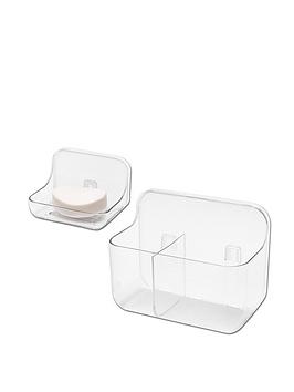 Product photograph of Addis Invisifix Twin Wall Caddy Tray Soap Dish With Fixings Twin Pack from very.co.uk