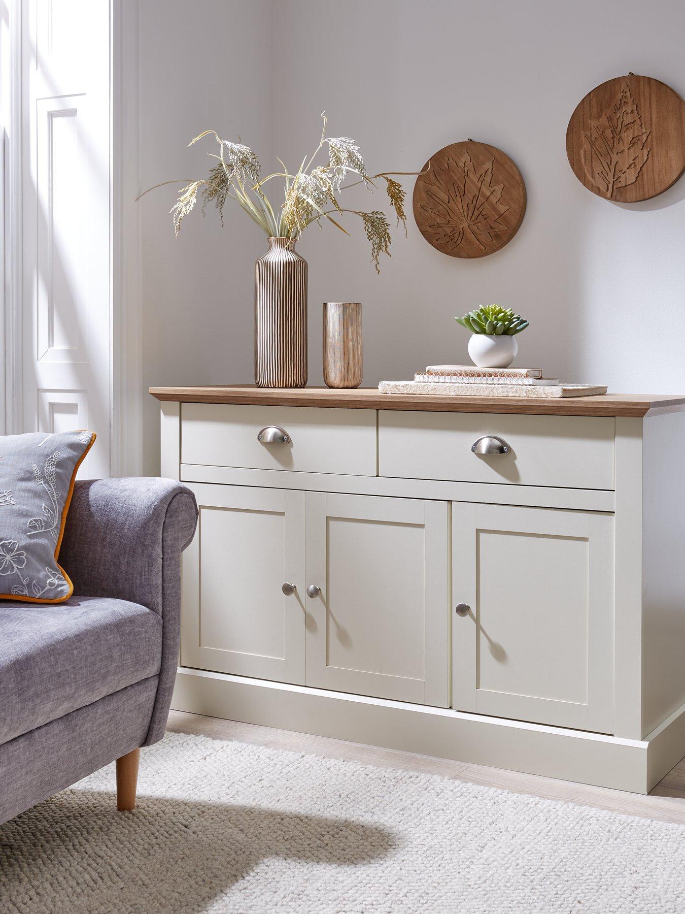 undefined Crawford Large Sideboard - Ivory/Oak