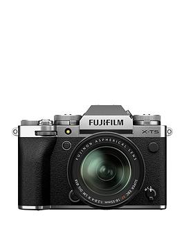 fujifilm x-t5 mirrorless digital camera with xf18-55mm f2.8-4 r lm ois lens kit - silver