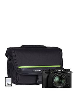 fujifilm x-t5 mirrorless digital camera kit with xf18-55mm f2.8-4 r lm ois lens, system bag & 64gb sdxc card - black