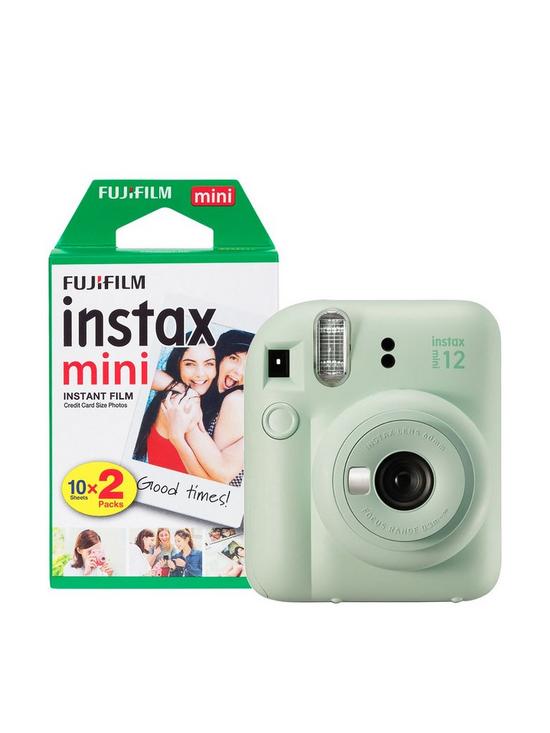 front image of fujifilm-instax-mini-12-instant-camera-with-20-shot-film-pack