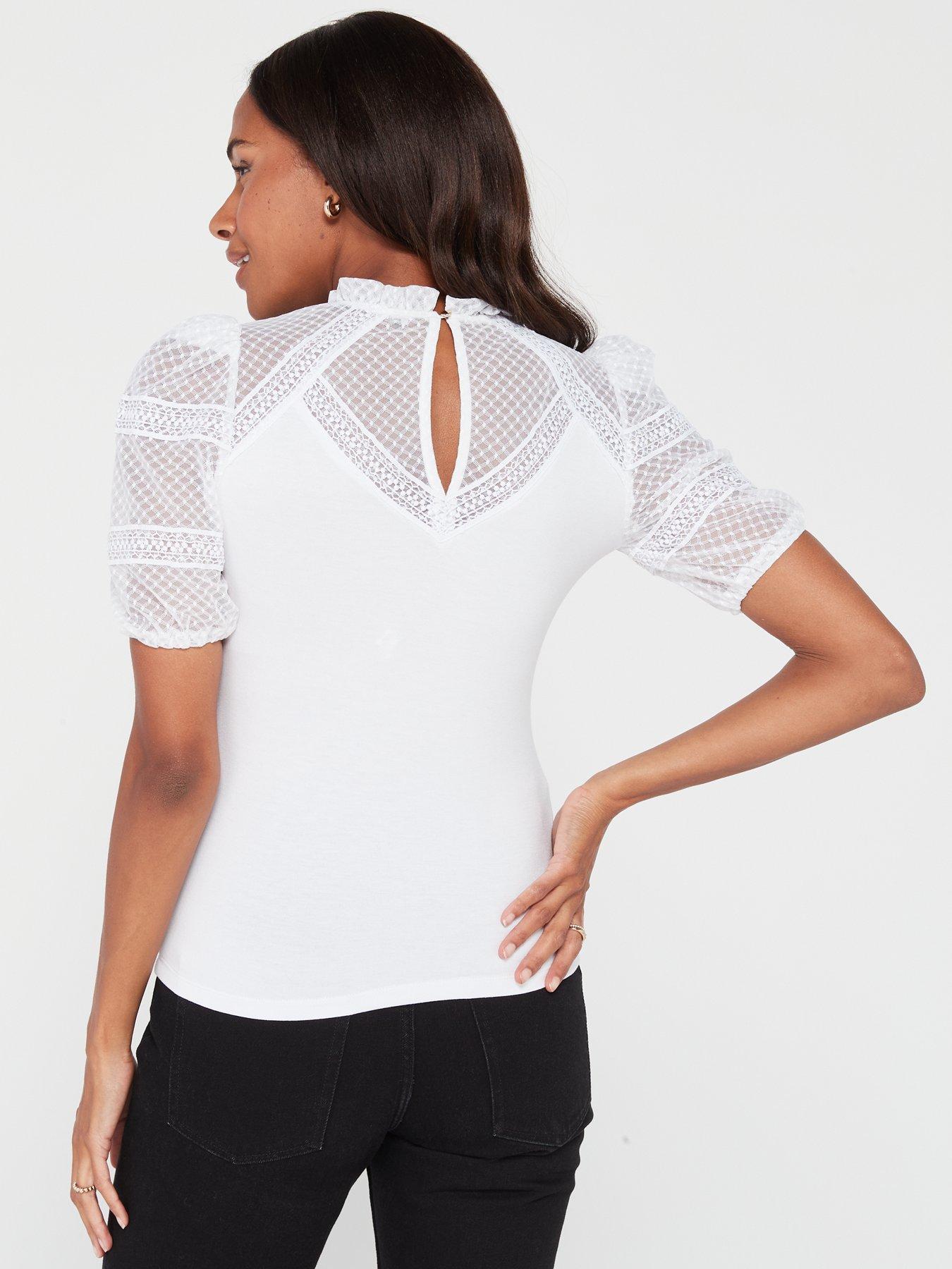 V by Very Lace Sleeve Jersey Top very.co.uk