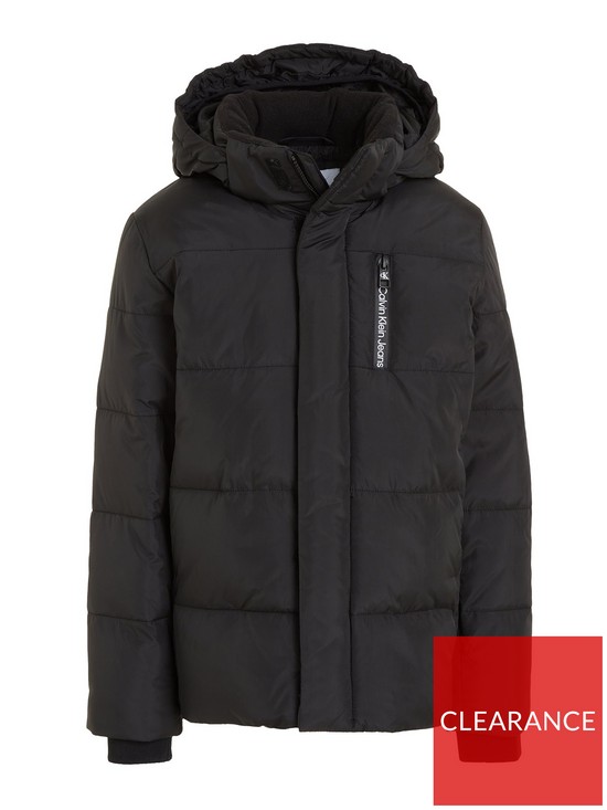 front image of calvin-klein-jeans-boys-essential-padded-jacket-black