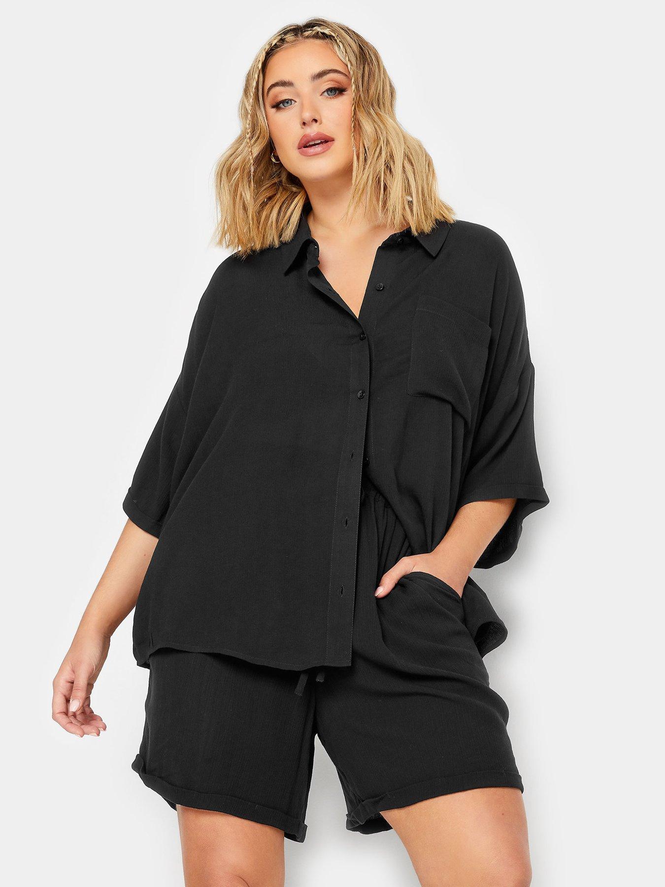 undefined Crinkle Shirt Co-ord Black