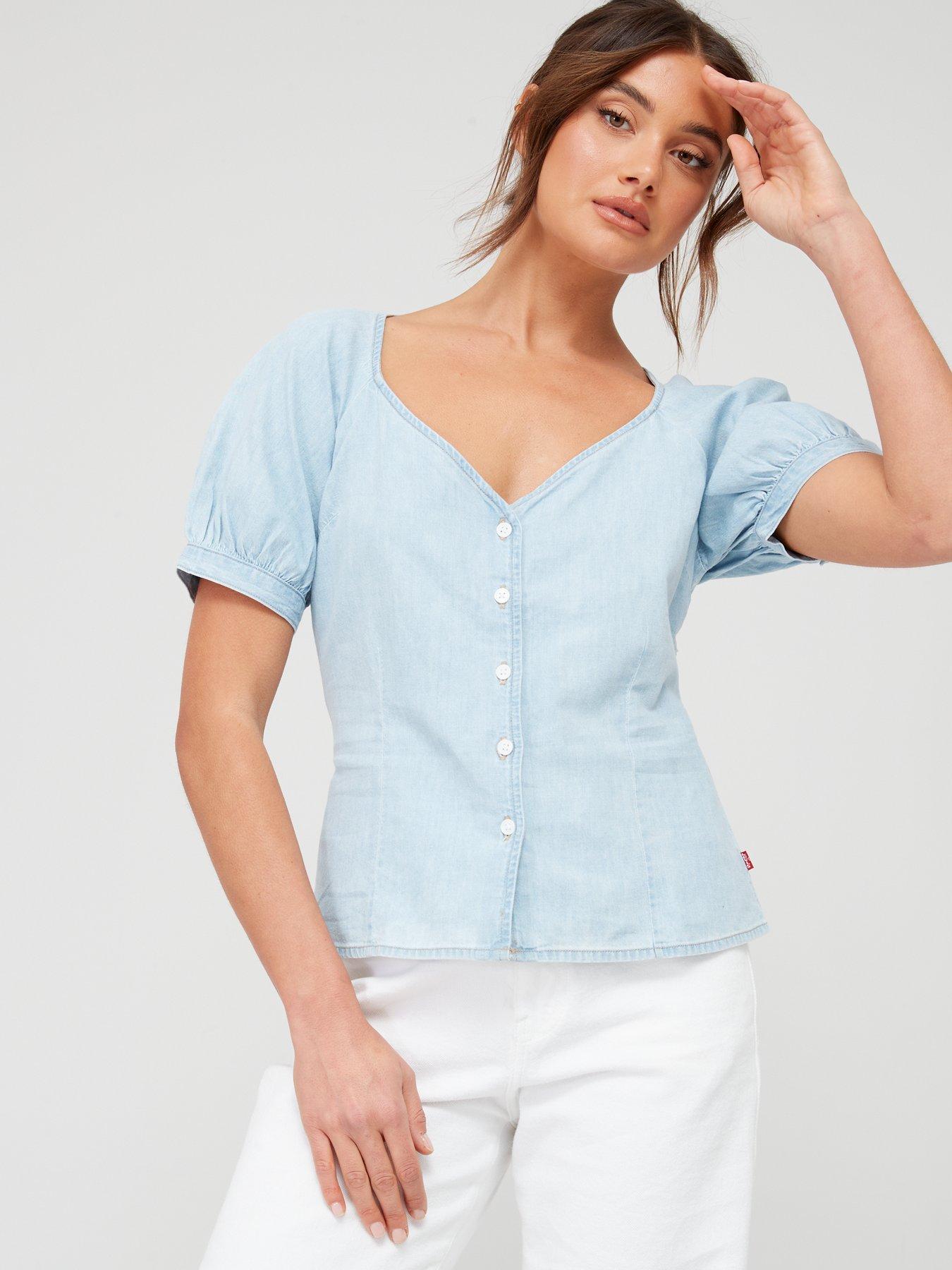 Marta Raglan Short Sleeve Denim Blouse Good Grades