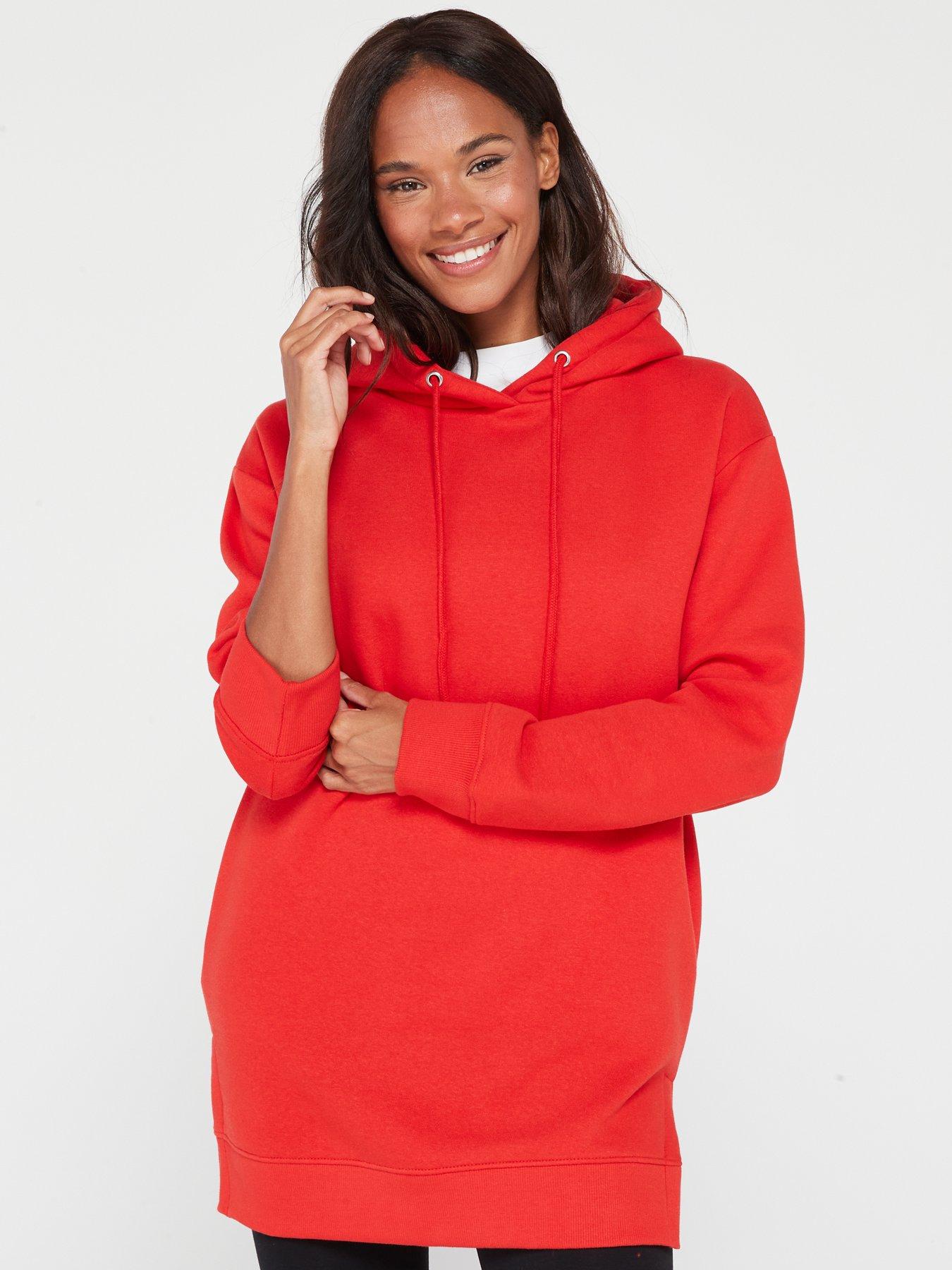 Everyday The Essential Longline Hoodie With Splits - Red