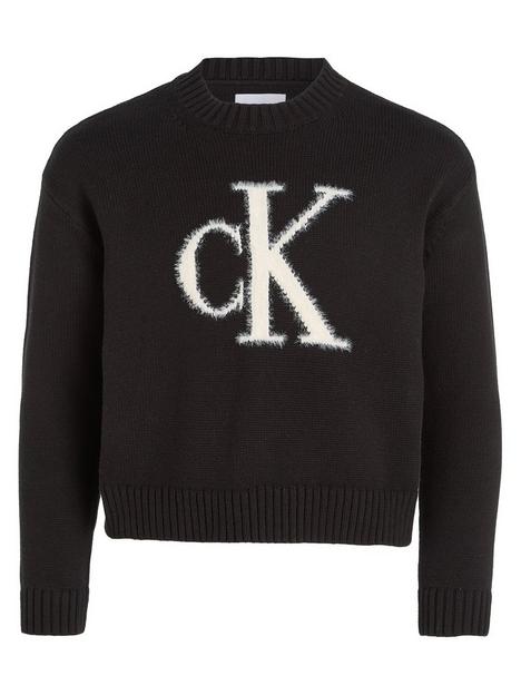 calvin-klein-jeans-girls-fluffy-monogram-sweater-ck-black