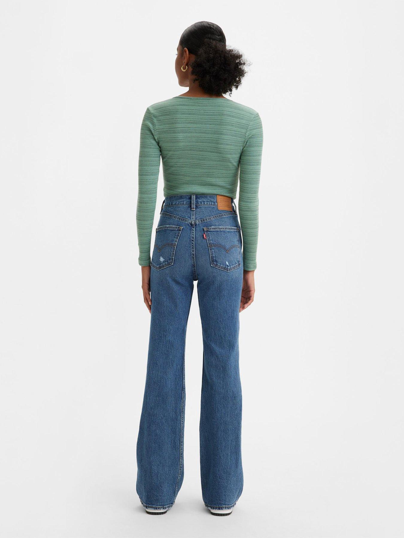 Ladies High Waist Flared Jeans Made in USA - The Bullet Blues '70s