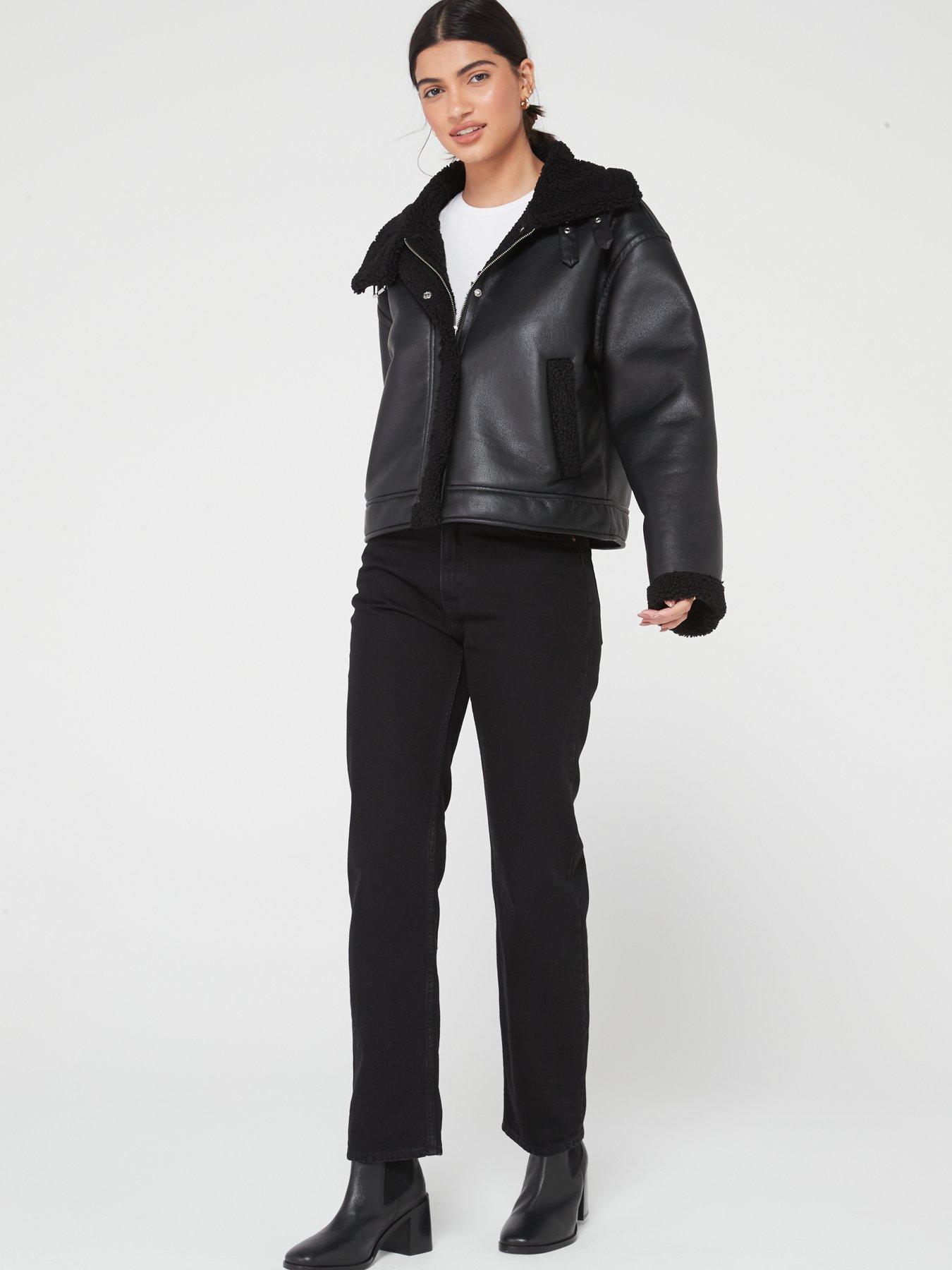 Alva Black Faux Leather Jumpsuit