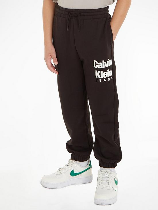 stillFront image of calvin-klein-jeans-boys-mini-blown-up-logo-jogger-ck-black