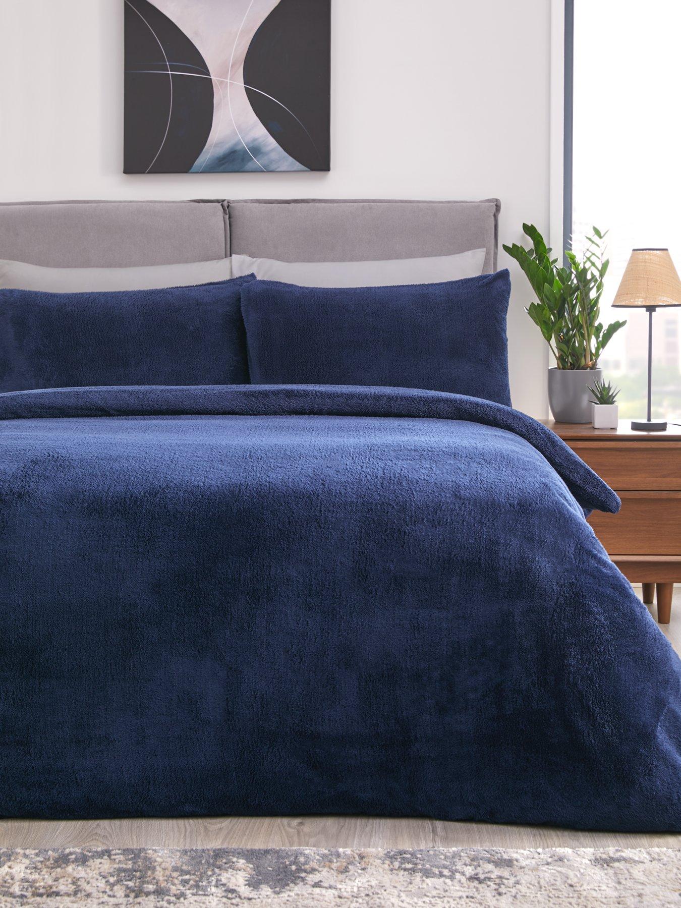 Product photograph of Everyday Teddy Fleece Duvet Cover Set - Navy from very.co.uk