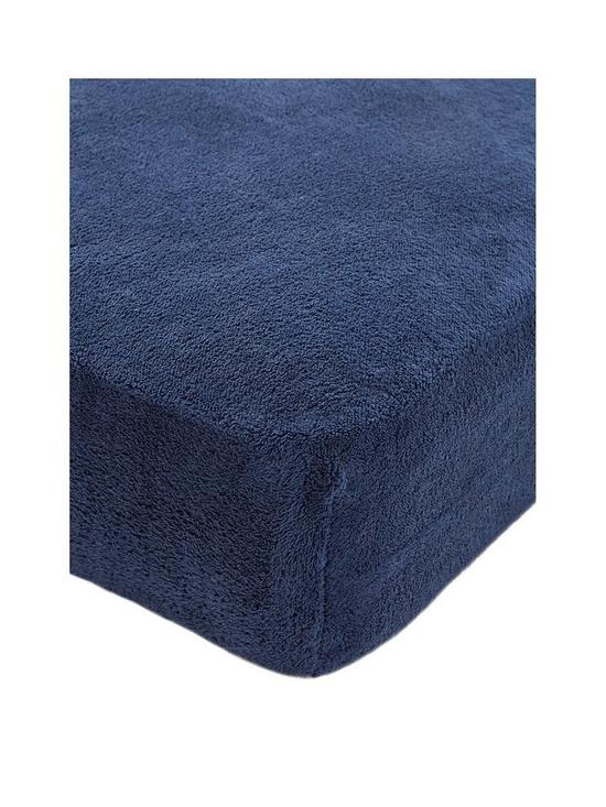 stillFront image of everyday-teddy-fleece-fitted-sheet-navy