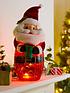  image of festive-battery-operated-lit-glass-santa-christmas-decoration
