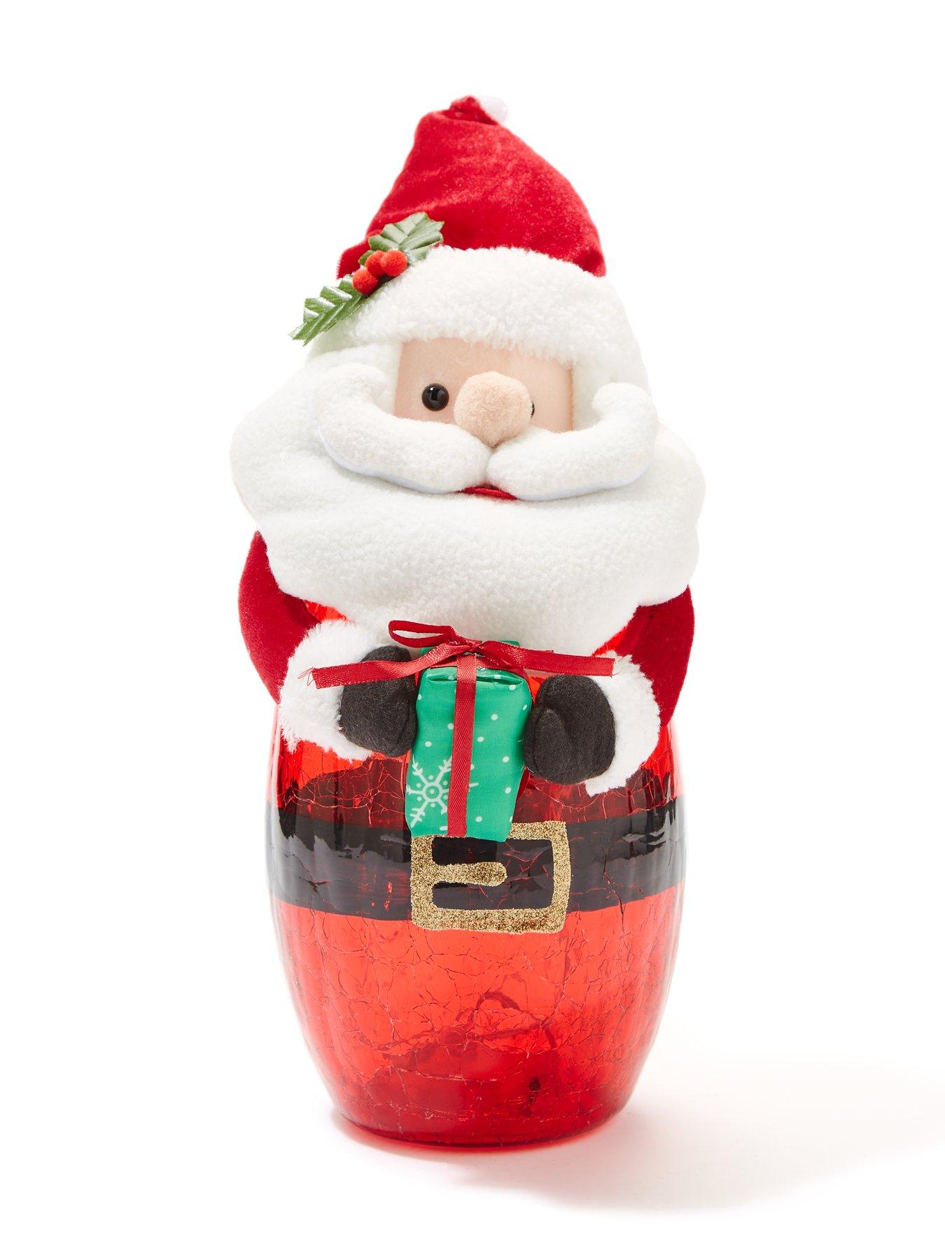 Image 2 of 4 of Festive Battery Operated Lit Glass Santa Christmas Decoration