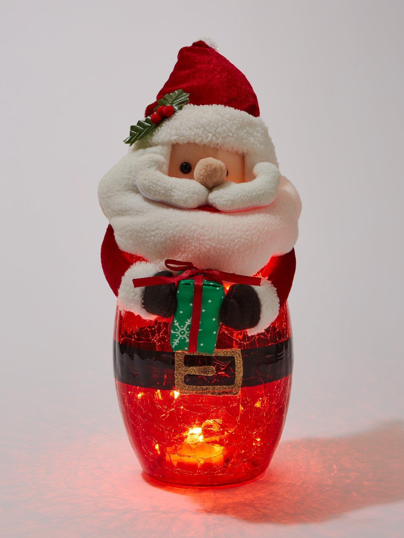 Image 3 of 4 of Festive Battery Operated Lit Glass Santa Christmas Decoration