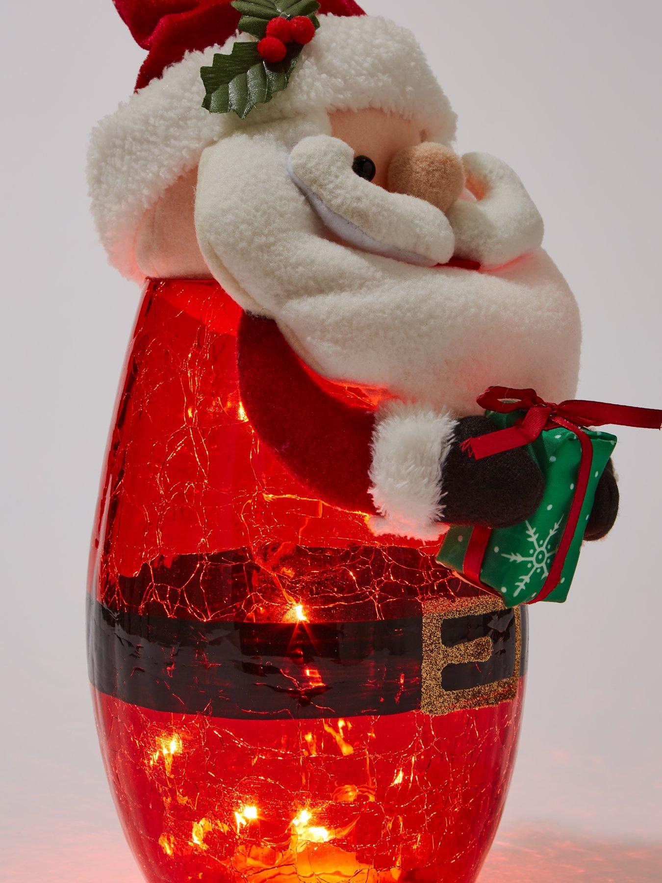 Image 4 of 4 of Festive Battery Operated Lit Glass Santa Christmas Decoration