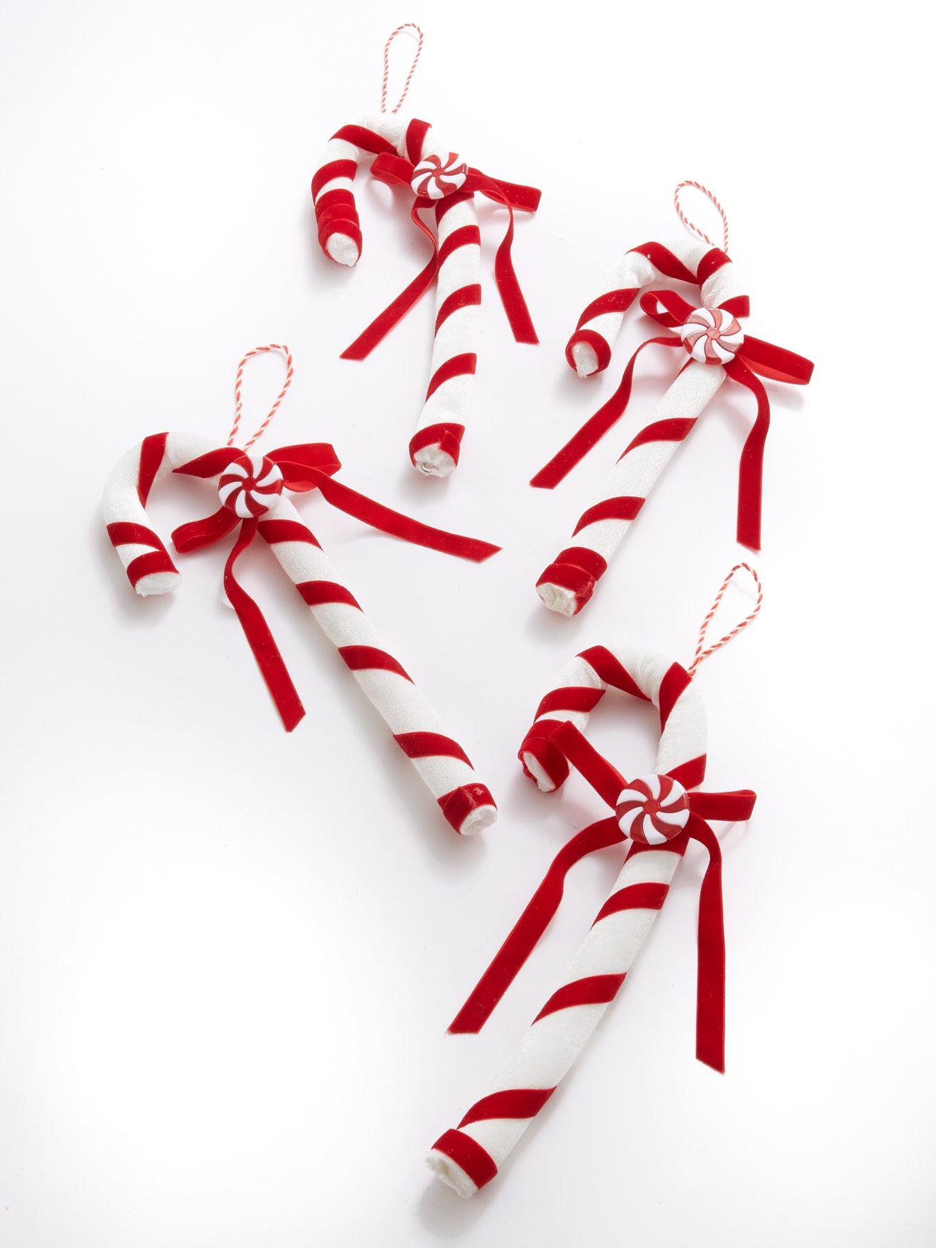 Festive Set of 4 Large Candy Cane Christmas Tree Decorations | very.co.uk