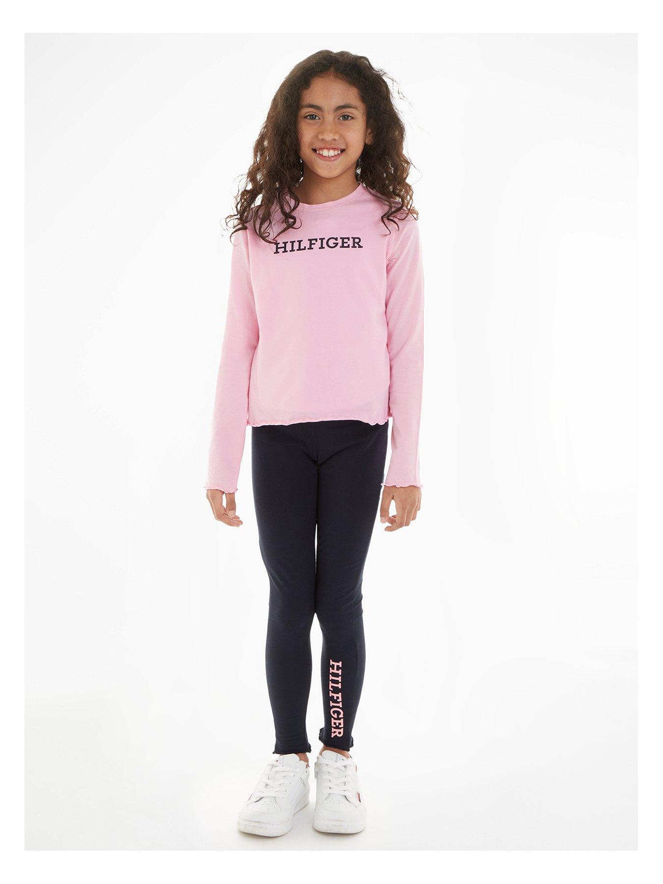 Tommy Hilfiger Girls Long Sleeves Leggings PJ Set - Iconic Pink/Desert Sky