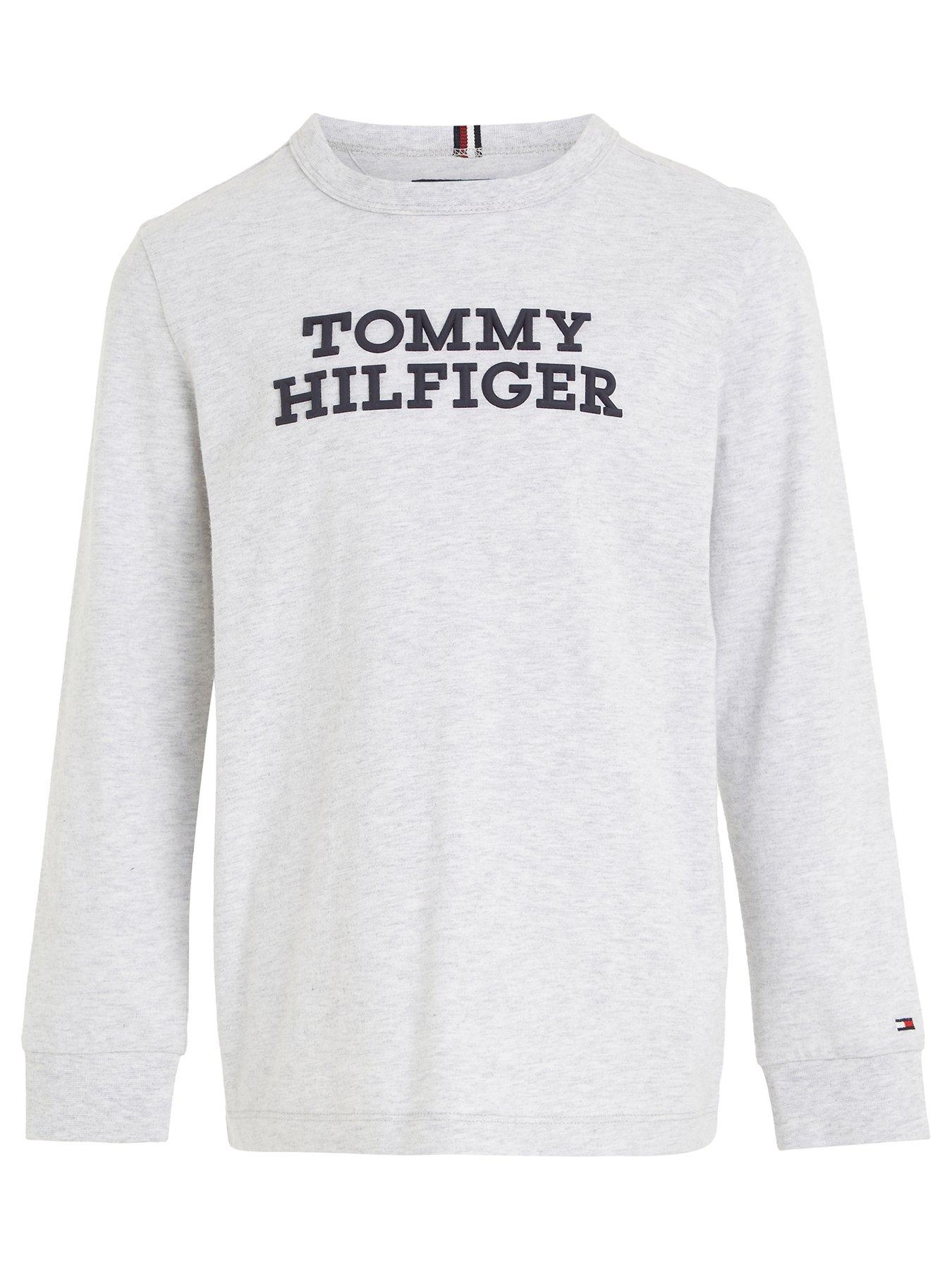 Tommy Hilfiger Boys Logo Long Sleeve T-shirt - New Light Grey