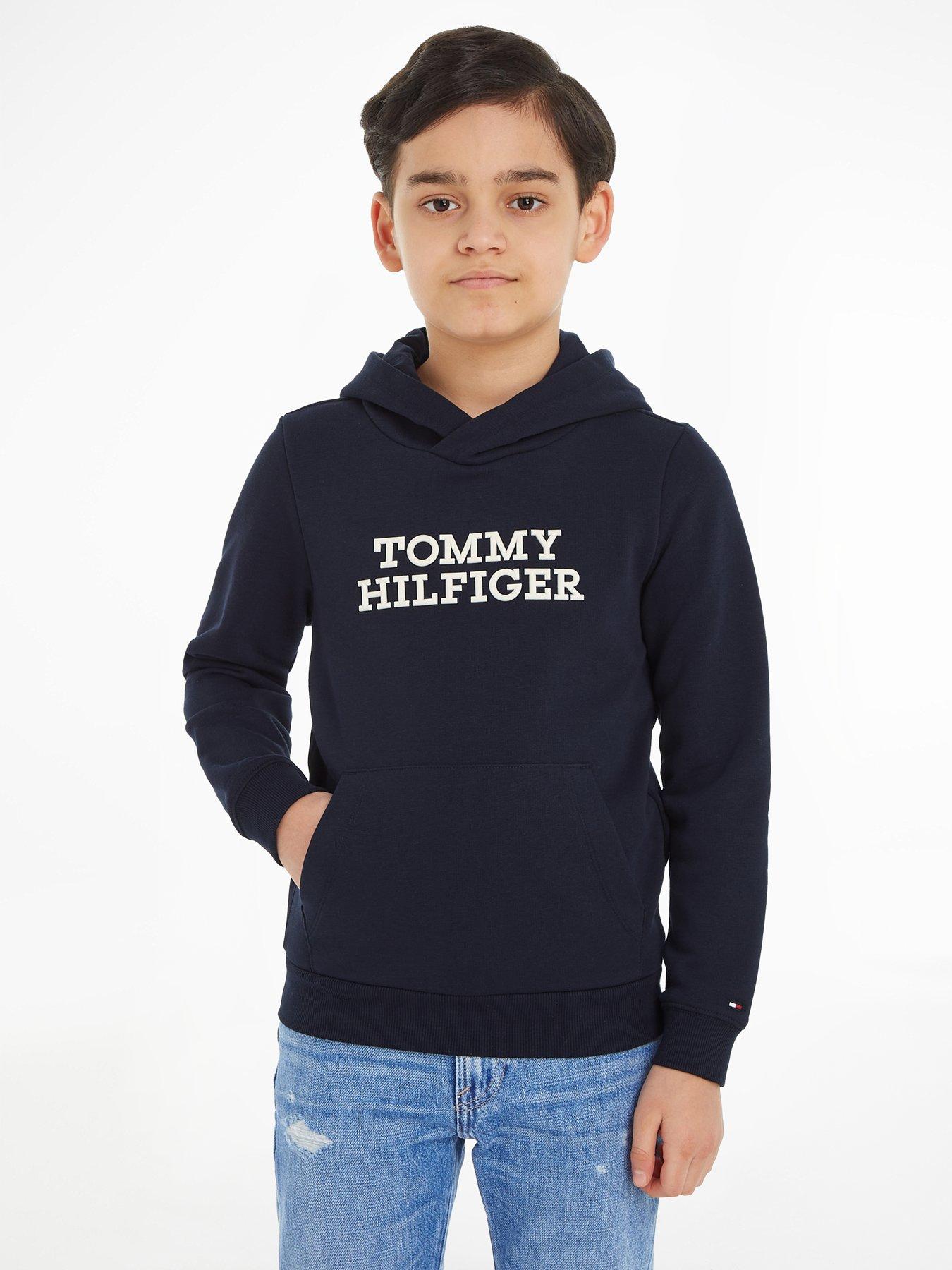 Tommy Hilfiger Split Global Stripe Zip Hoody in Desert Sky