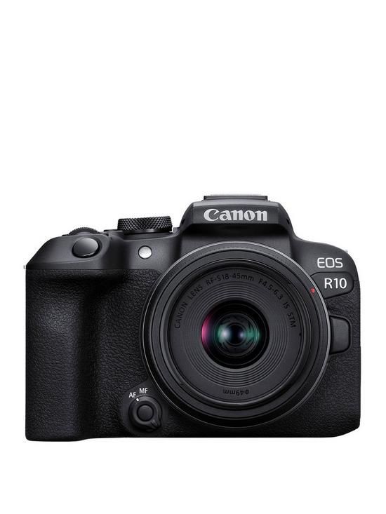 front image of canon-eos-r10-aps-c-mirrorless-camera-withnbsprf-s-18-45mm-lens-kit