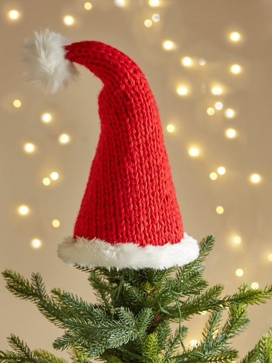front image of very-home-santa-hat-christmas-tree-topper